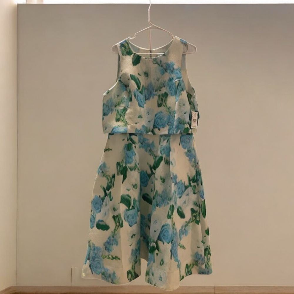 NWT Floral Jaquard Fit&Flare Midi Dress with Pockets | Winter vcay dress |Sz 16 - Picture 3 of 10